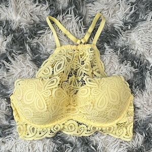 Push up lace halter racer back bra. Like new